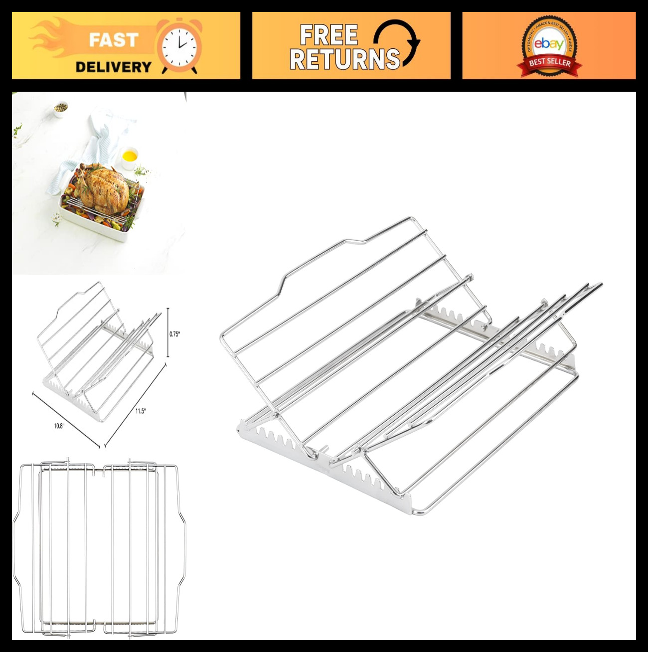 Adjustable Chrome Roast Rack for Perfect Cooking & Grilling - Kitchen Essential