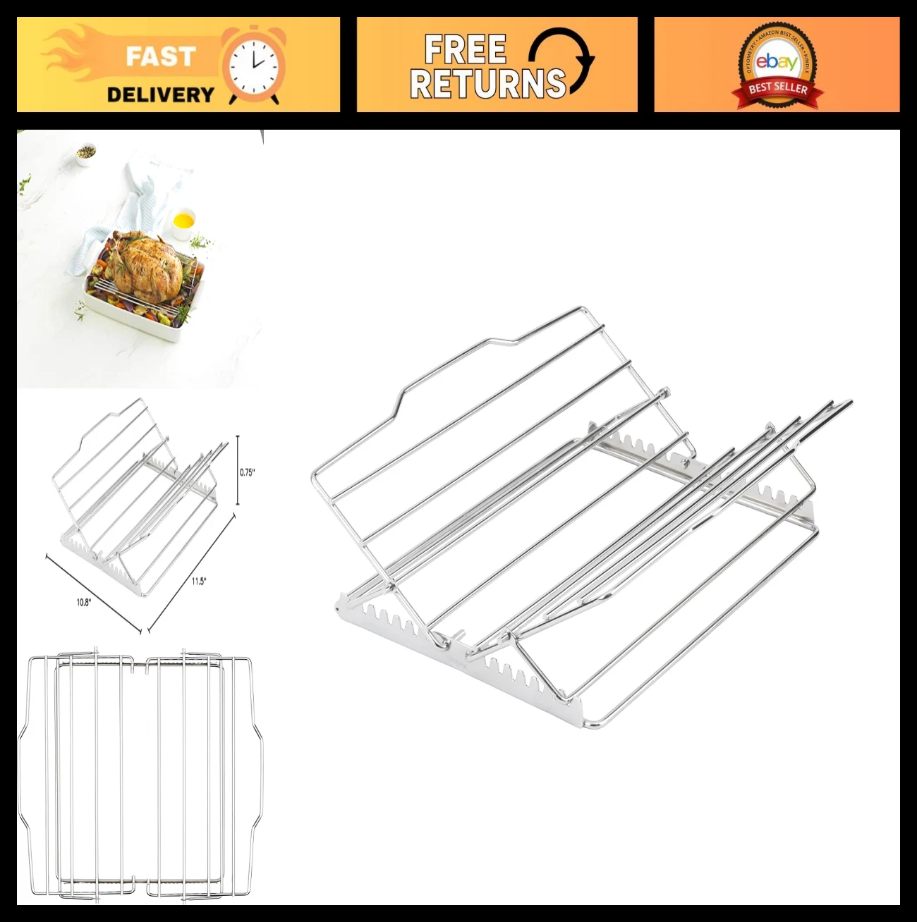 Adjustable Chrome Roast Rack for Perfect Cooking & Grilling - Kitchen Essential