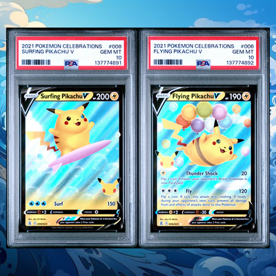 PSA 10 Flying Pikachu V 006/025 Surfing Pikachu V 008/025