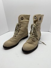 Nine West Vintage America Collection Tan Canvas Ankle Boots Women Size 8.0