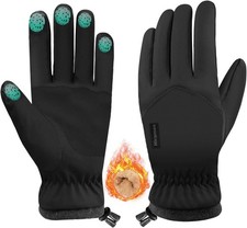 Winter Waterproof Gloves Men Women, Windproof Warm Ski Large, Black