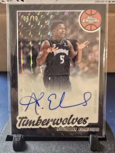 Topps 2025-26 Chrome Updates 1980-81 Anthony Edwards Autograph Black Geo 08/10