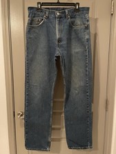 Vintage Levis 505 Regular Fit Straight Leg Jeans 34x32 Made in USA 100% Cotton