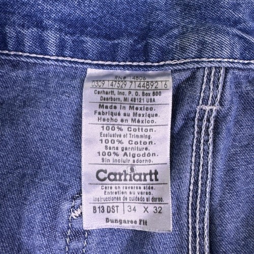 Carhartt Herren blau Dungree Fit lose gerade Arbeit Zimmermann Jeans Größe 34x32 - Bild 19 von 22