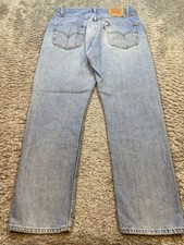 Vtg Levis 505 Jeans Men 34x30 Regular Fit Straight Leg Light Wash Workwear Denim