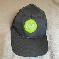 Whole Foods Market Employee Hat Cap Adjustable 6 Panel Black Grocery Uniform