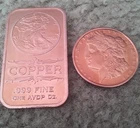 1 oz walking lady copper bar plus 1/4 oz morgan copper round