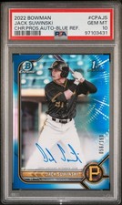 2022 BOWMAN CHROME PROSPECT AUTO BLUE REFRACTOR JACK SUWINSKI 56/150 PSA 10