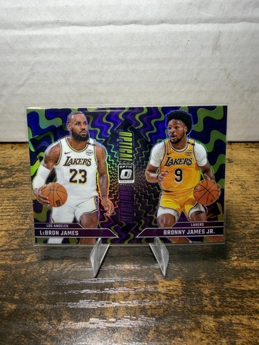 Bronny James Jr. / LeBron James [Holo] #2 2024 Panini Donruss Optic Optical Illusions card