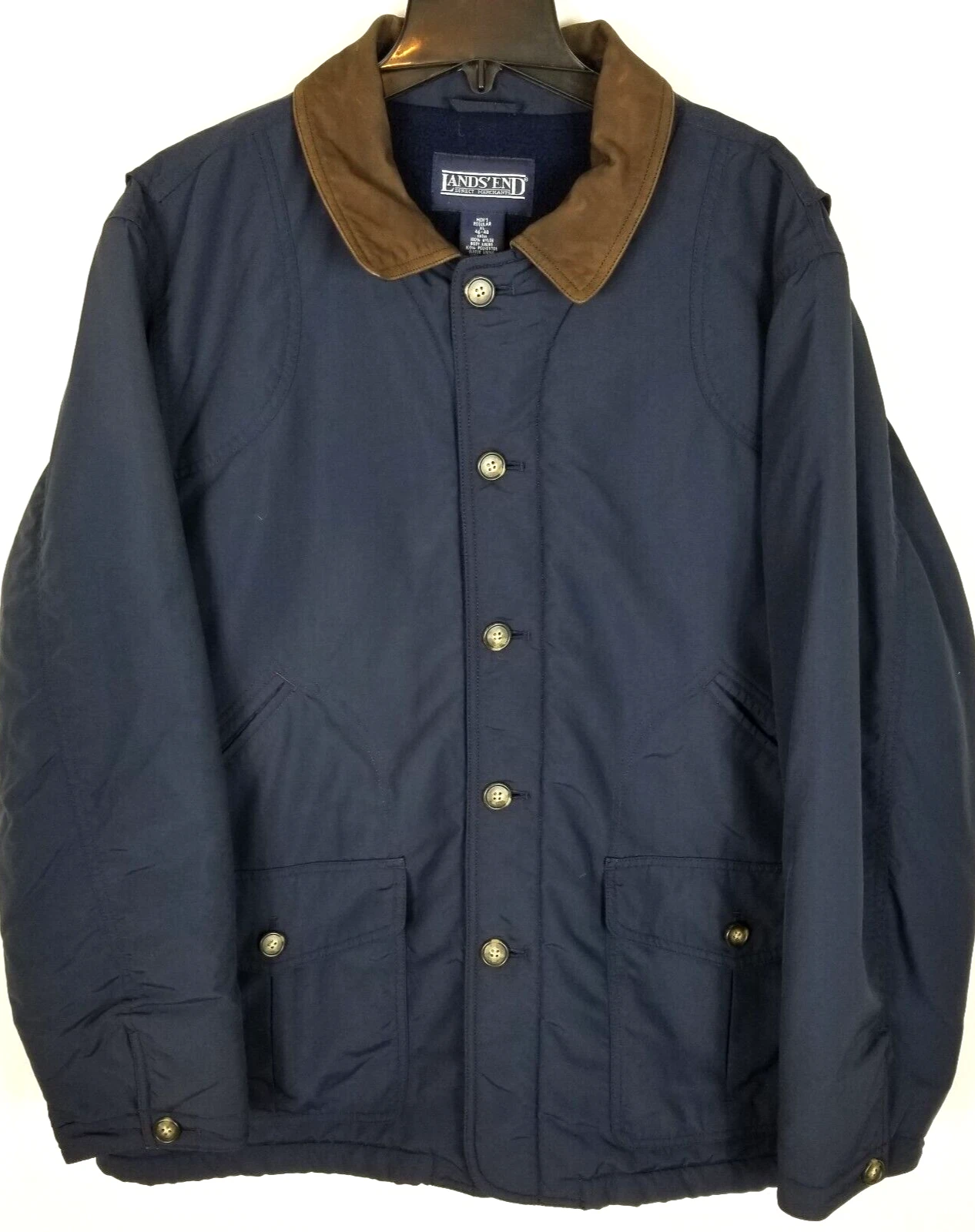 Lends End Men Fleece Lined Softshell Jacket Size XL Navy