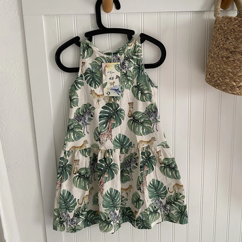 Vestido H&M X K.Kijak Niña Sin Mangas Safari y Monstera 4-6Y NUEVO Foto 3 de 4