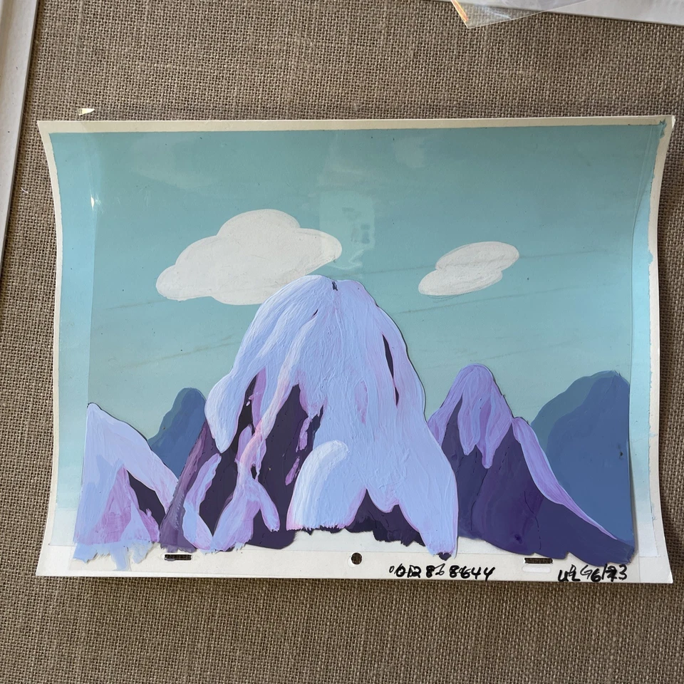 The Smurfs animation cel BACKGROUND 80's production art Vintage Cartoons I23 - Image 4 of 4