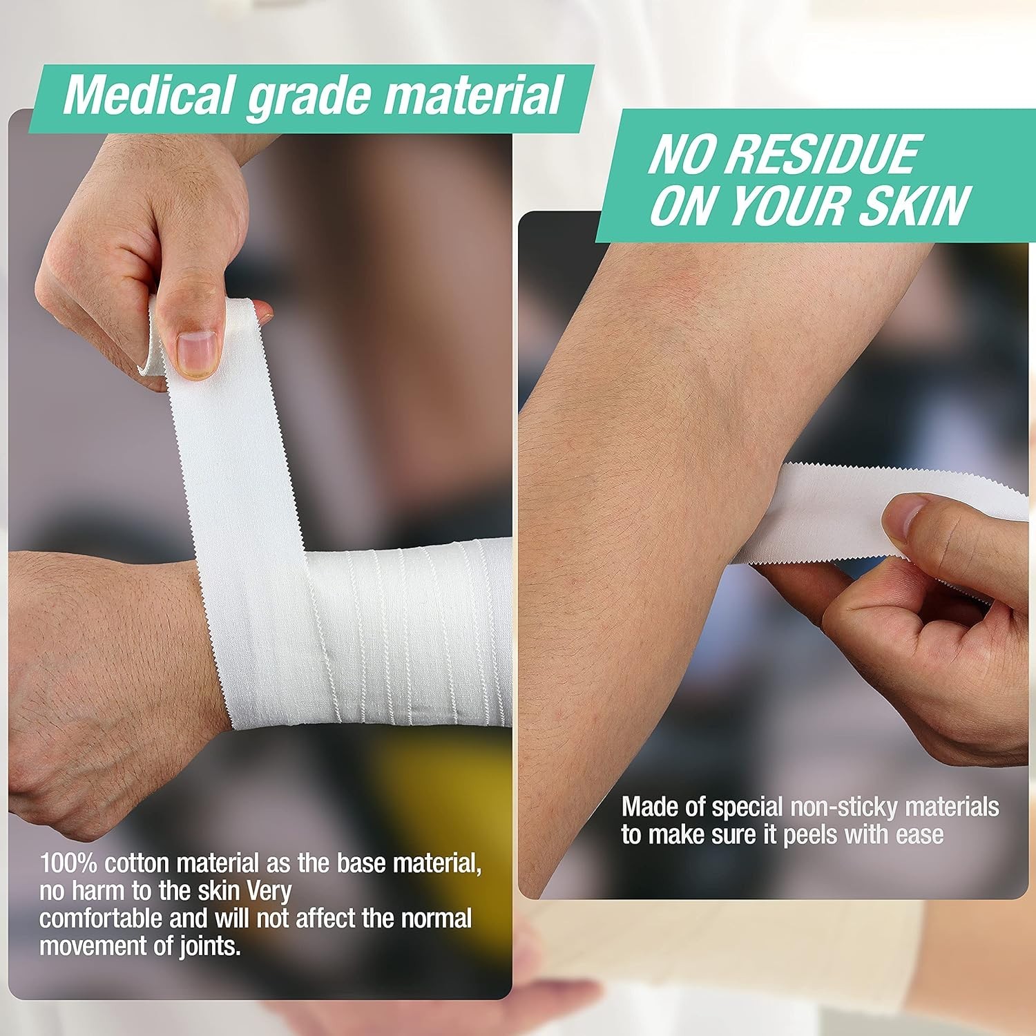 White Athletic Sports Tape - 3 Pack, Strong Adhesive, No Sticky Residue