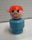 VTG RARE Fisher Price Little People Light Blue Boy Red Hat Angry Face Freckles