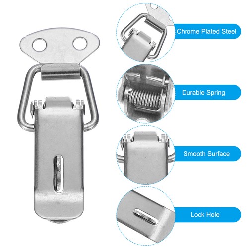10Pcs Steel Spring Loaded Toggle Latch with Hole 2.8 Inch, Silver Tone ...