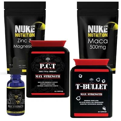 NUKE NUTRITION Anabolic Testosterone Booster Stack for Men Muscle Mass Gainer Growth Test