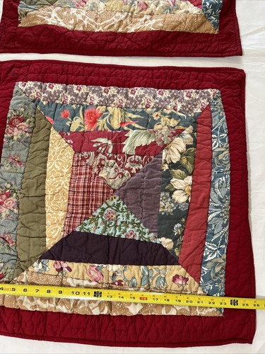 Lotto coppia federe bandana patchwork fienile ceramica misura euro quadrate - Foto 5 di 8
