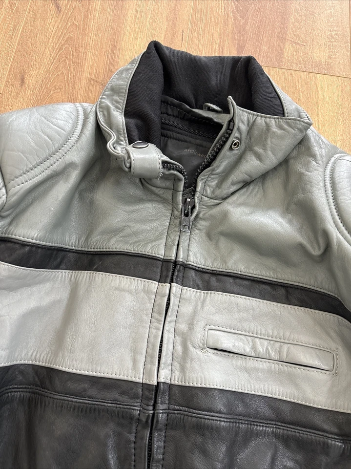 复古 Arcticwear 北极猫皮革衬垫雪地摩托赛车夹克 男式 M  — 第 4/4 张图片