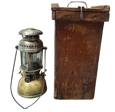 Old Vintage 821 Baby Petromax Kerosene Lantern Lamp With Wooden