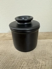 Sleek Black Ceramic Butter Crock Keeper Kitchen