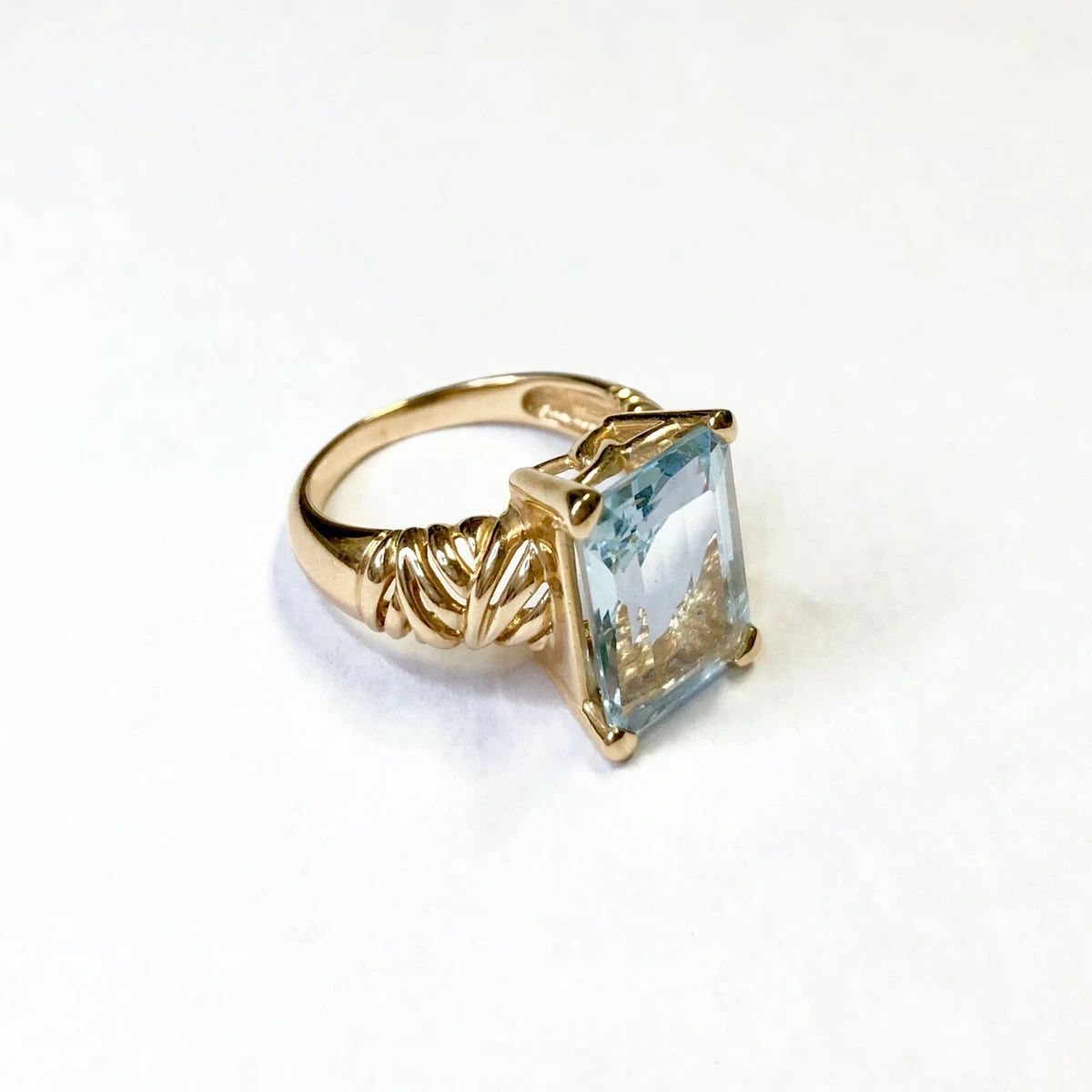 MEDA 14K Yellow Gold Aquamarine Ring Size 7 eBay