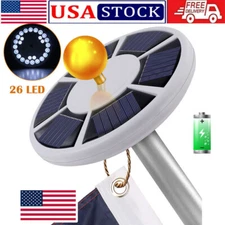 Solar Powered Flag Pole Light 26 LED Auto Active Super Bright Waterproof US