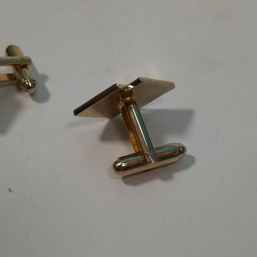 Gold Tone Cufflinks Double Square Rounded Links - image 4