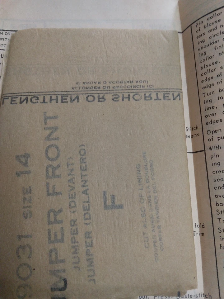 Blusa Vestido Jersey Top 14 Patrón Costura 9031 Pedido por Correo Sin Mangas De Colección Años 60 Foto 4 de 4