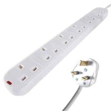 Image of Connekt Gear 5m 6-Way Surge Protection Extension Lead White 27-6050S