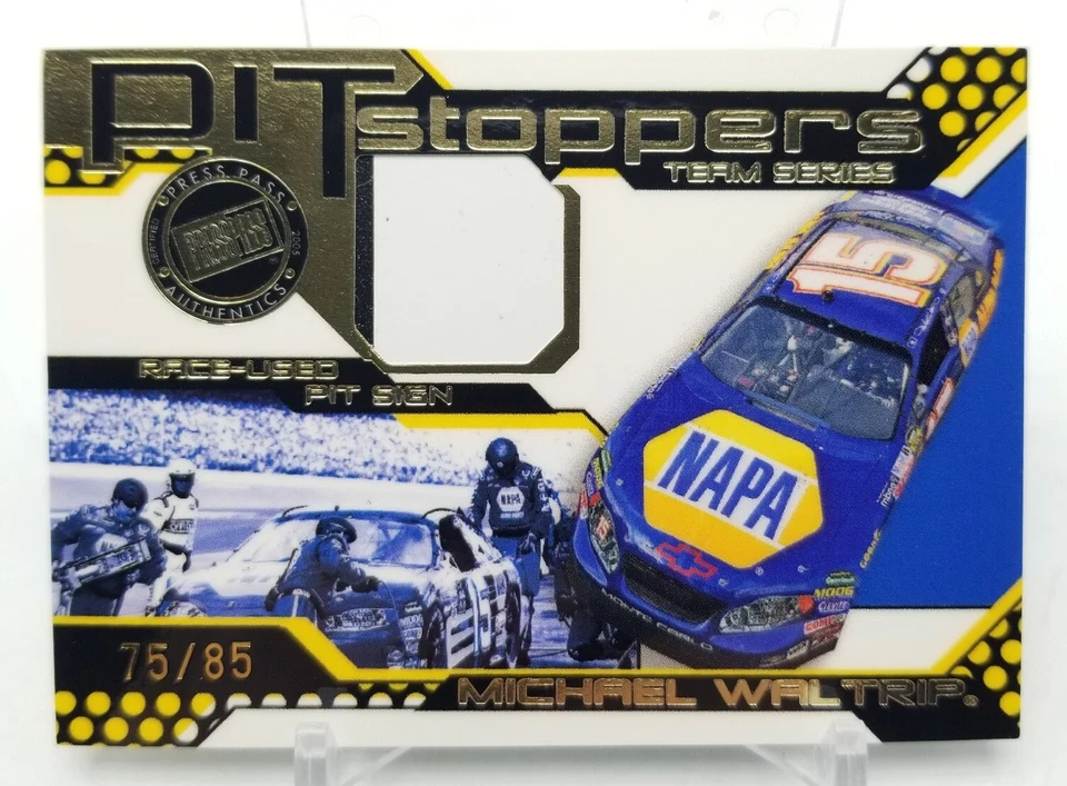 2005 Press Pass Trackside MICHAEL WALTRIP Pit Stoppers /85 Race Used Pit Sign - Image 2 of 4