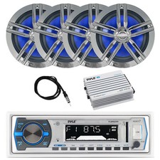 Pyle Bluetooth Marine Receiver, 4x 6.5" 180W Speakers, Bluetooth Amp, Antenna
