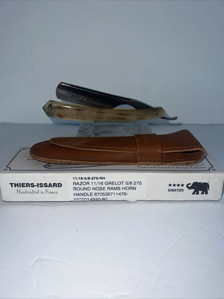 Maquinilla de afeitar Thiers-Issard Ram Horn mango 5/8 tierra sagrada hecha en Francia Foto 3 de 4