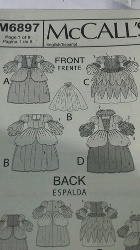 NIP MC CALLS COSTUMES PRINCESS BRIDAL PATTERN M6897 GIRL'S SIZES 6-8 FF UNCUT - Bild 5 von 7