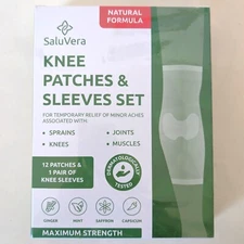 Warming Herbal Knee Patches with 2 Compression Sleeves 12 Patches Exp 08/25/2026