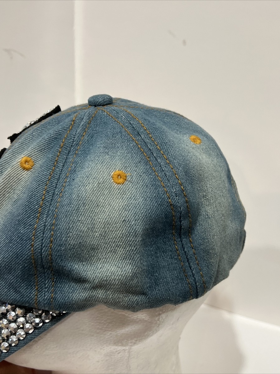 Denim Fleur De Lis Flower Faux Diamond Sparkling Saints Symbol