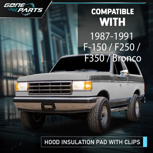 Hood Insulation Pad With Clips Fit For 1987-1991 Ford F-150 F250 F350 Bronco - Picture 12 of 12