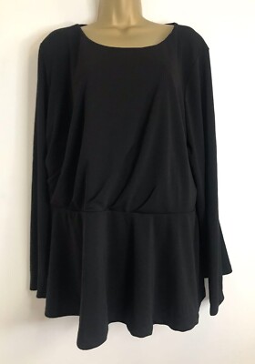 NEU ex Übergröße schwarz seitlich gedreht Schößchensaum elastisch dehnbar Bluse Top Gr. 24