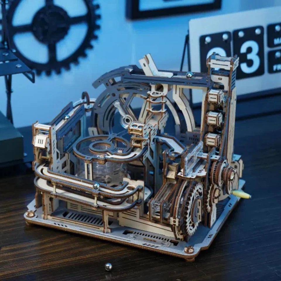 ROKR 3D Puzzle Wood Spaceport Marble Night City with Linkage Model Gift Adults - Image 3 of 4