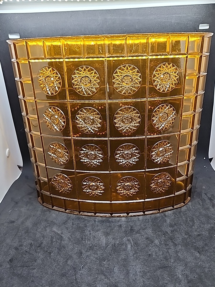 Vintage MCM Amber Acrylic Lucite Star Sunburst Waste Basket