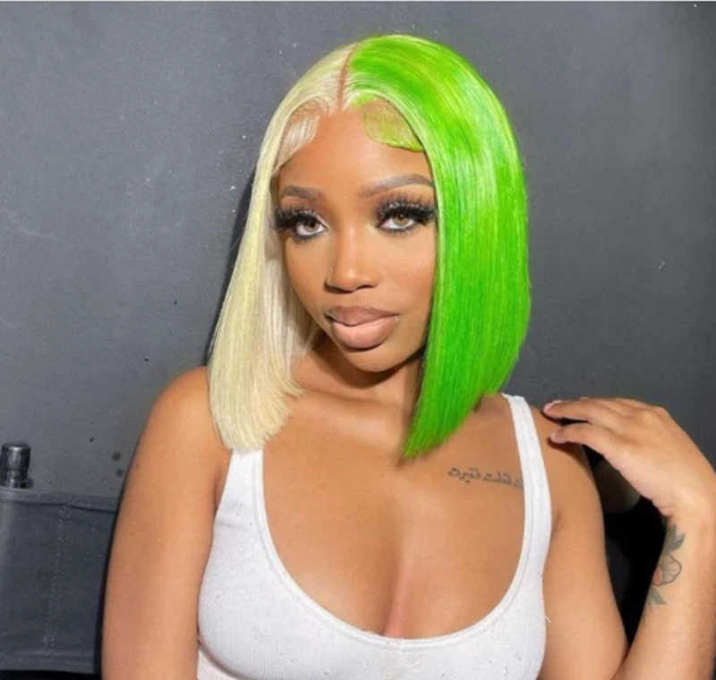 Green wig blonde cheap