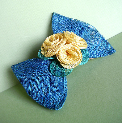 Barrette à Cheveux En Paille Bleue - Style Diadème Ou Bibi - Vintage - Taille Unique