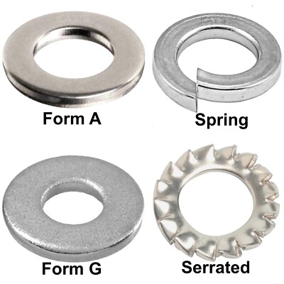 Edelstahl Unterlegscheiben Form A Form G gefedert M3 M4 M5 M6 M8 M10 M12 M16