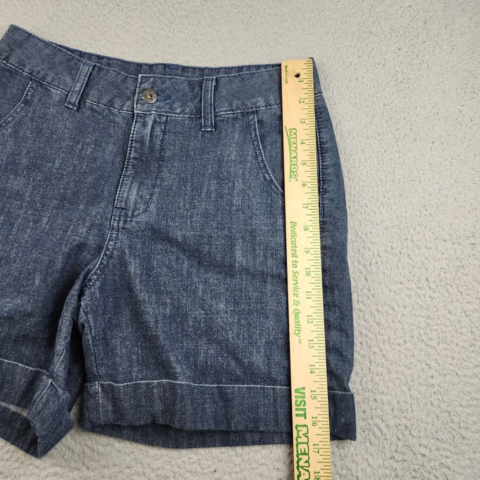 Pantalones Cortos Riders Informales Para Mujer Talla 10M Azul Tiro Alto Informales Algodón Puño Relajado Foto 4 de 4