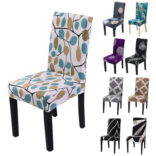 Printed Dining Chair Covers Seat Cover Stretch Slipcover Removable Home Decor - Bild 2 von 25