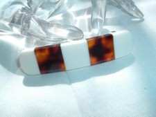 WHITE AND TORTOISE LUCITE 3" HAIR BARRETTE NWT