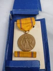 Vintage WWII U.S. Military American Defense Service Medal with Ribbon in Box