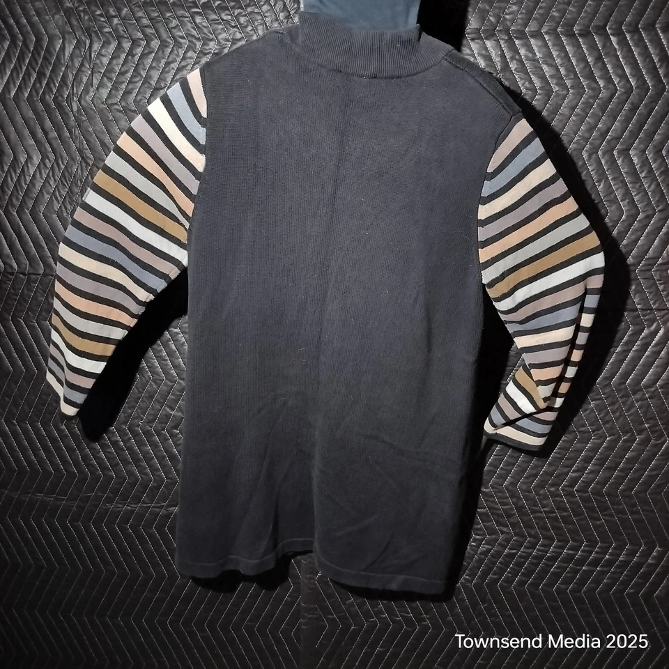 Suéter cárdigan artístico portátil Bob Mackie para mujer XL negro con mangas a rayas Foto 2 de 4