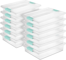 12-Pack Clip Box, Stackable Clear Plastic Bins with Latching Lids, Large - Writi