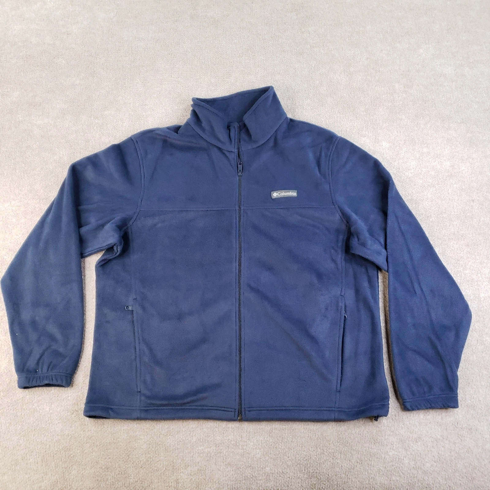 Columbia Jacket Mens XL Blue Full Zip Fleece Outdoor Layer Mock Neck Lightweight