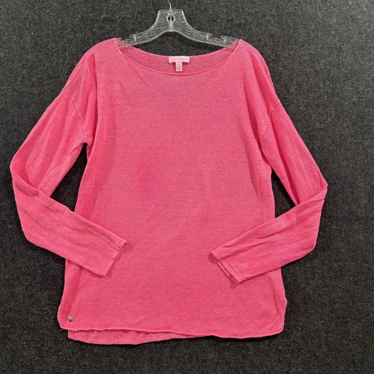 Pull Lilly Pulitzer Marine Taille XS - Col Bateau, Manches 3/4 à Volants, 100% Acrylique